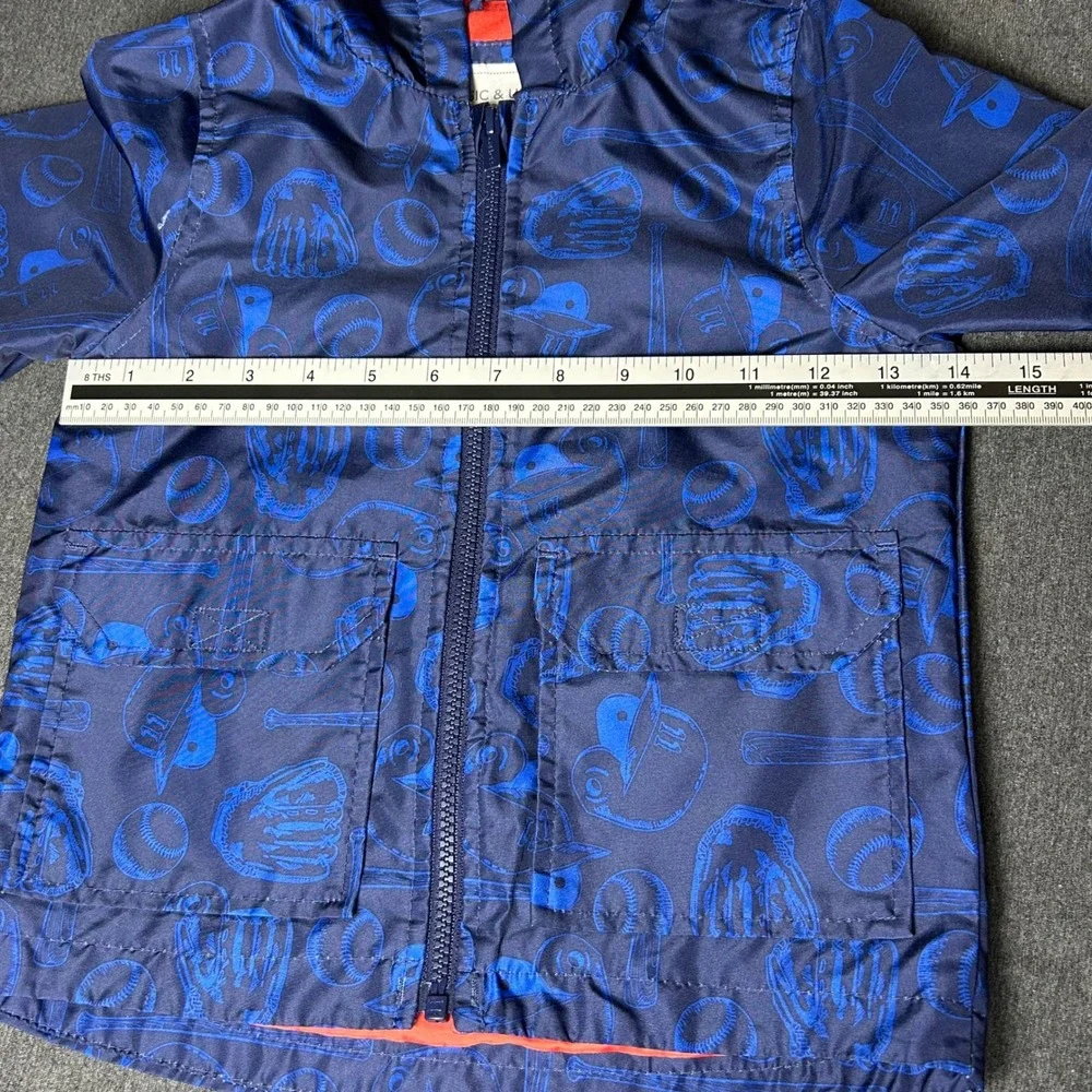 Carter's 3T Baseball Print Hooded Jacket –‎ Small Sleeve Tear
